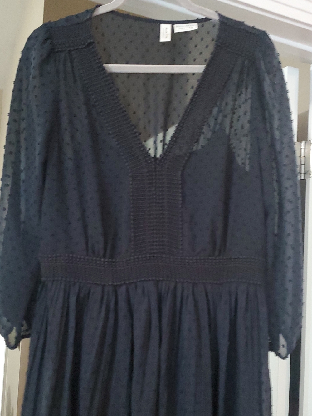 Anthropologie Black Tiered V-Neck Midi Dress - Picture 8 of 13